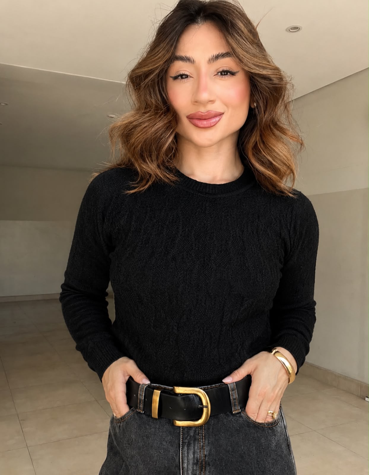 Blusa de tricot modal Preta
