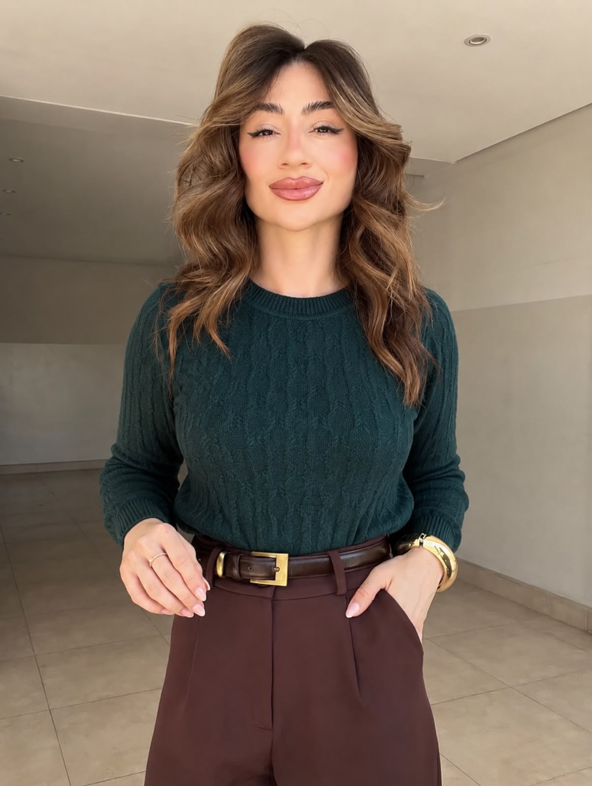 Blusa de tricot modal Verde Militar