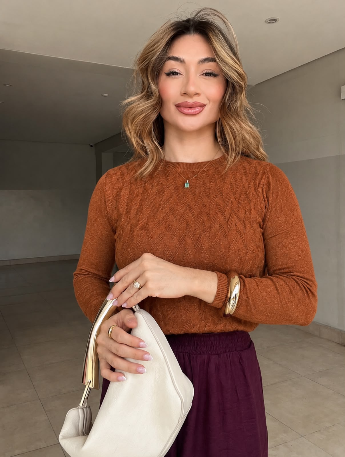 Blusa de tricot modal Terra Cota