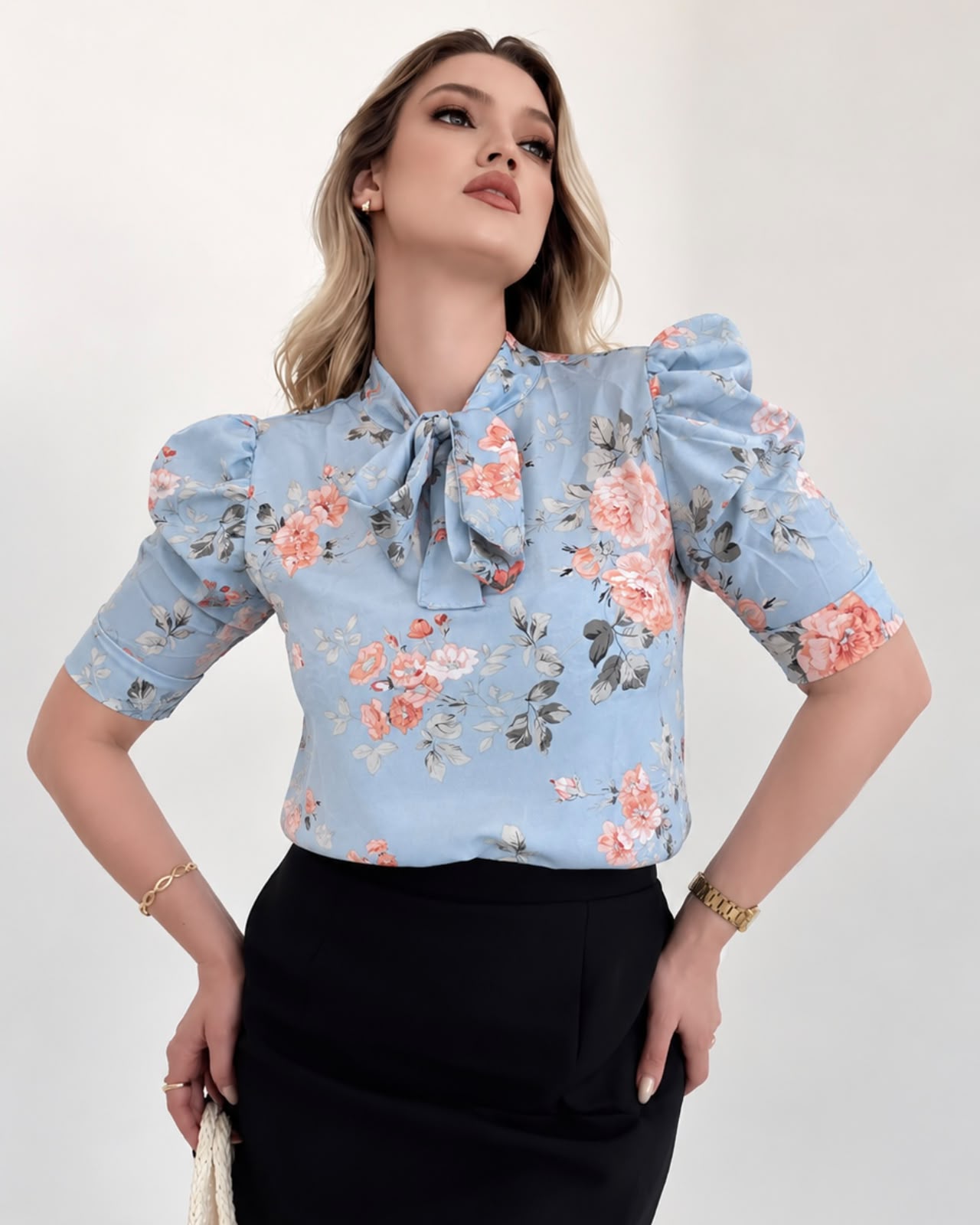 Blusa estampada floral Azul