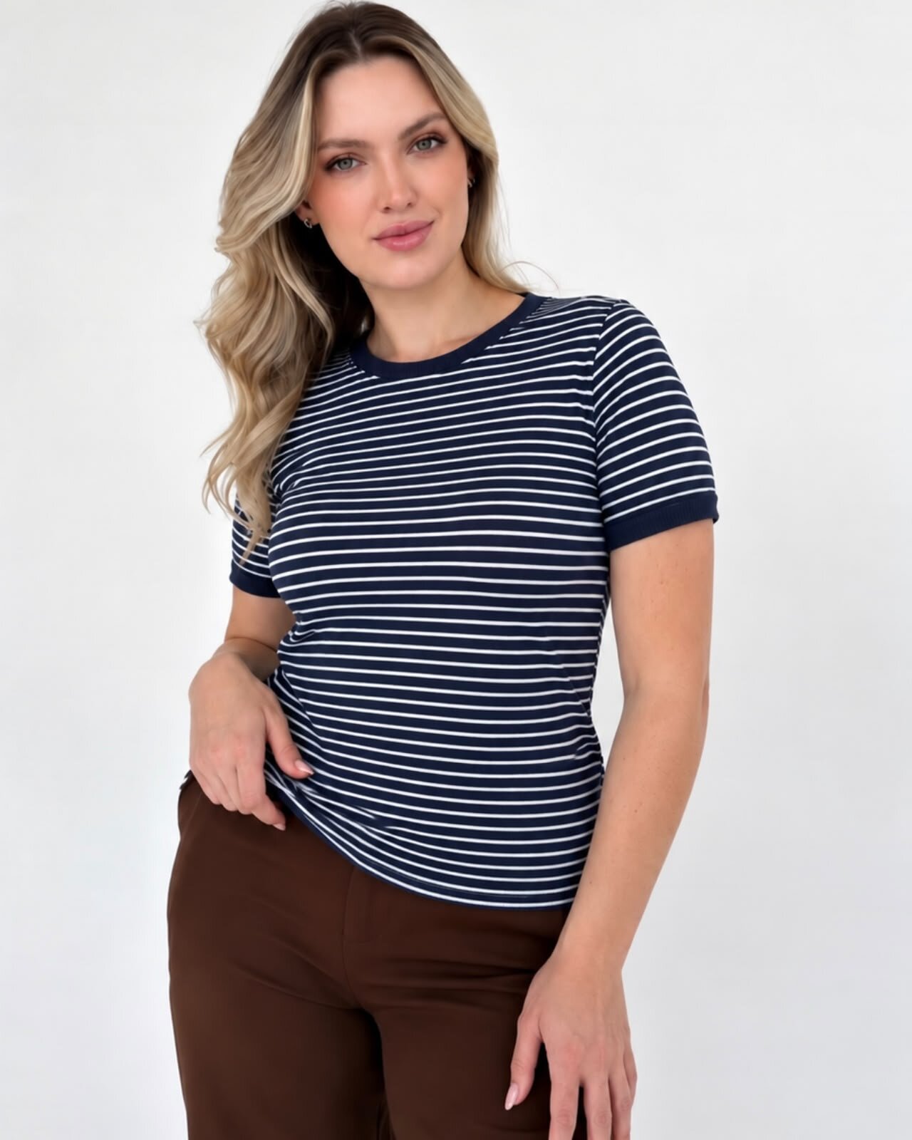 Blusa de malha Listrada Azul