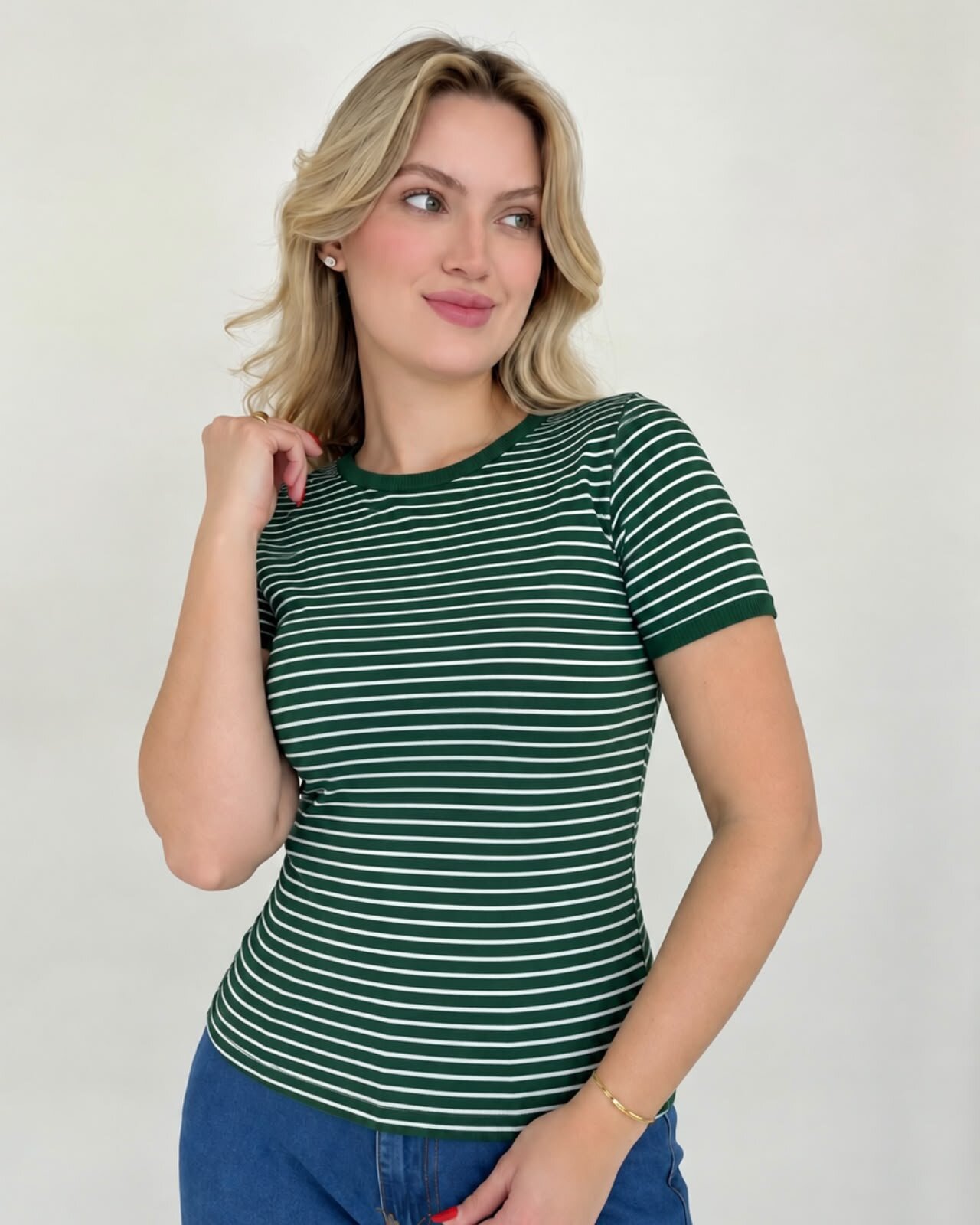Blusa de malha Listrada Verde