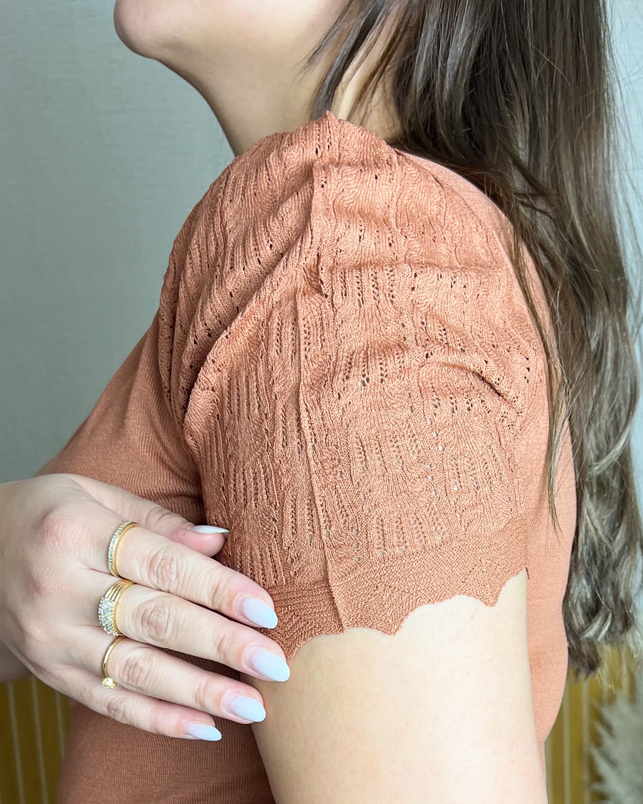Blusa com manga em tricot Marrom