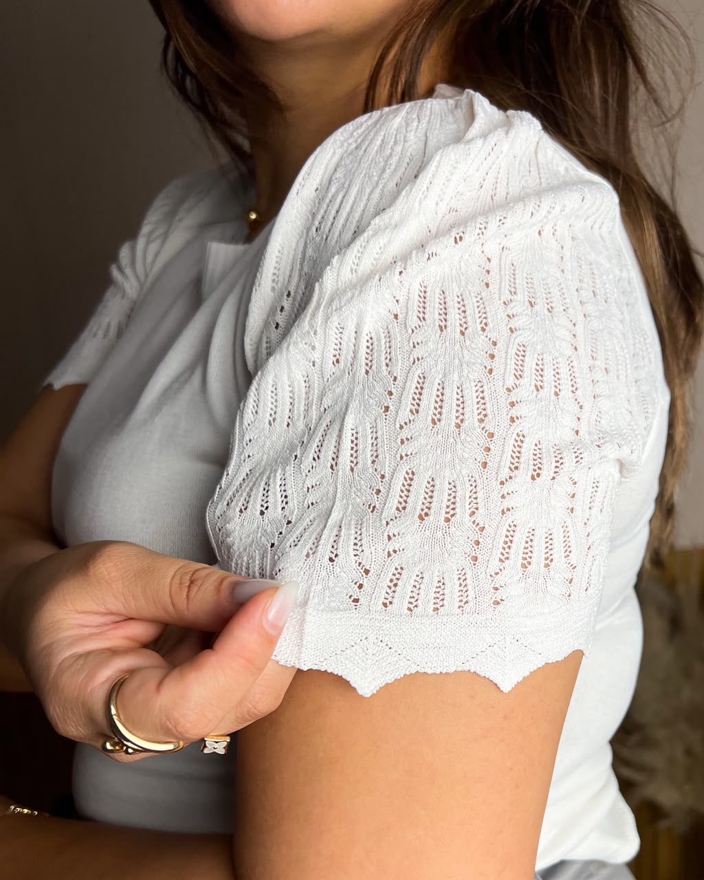 Blusa com manga em tricot Off white