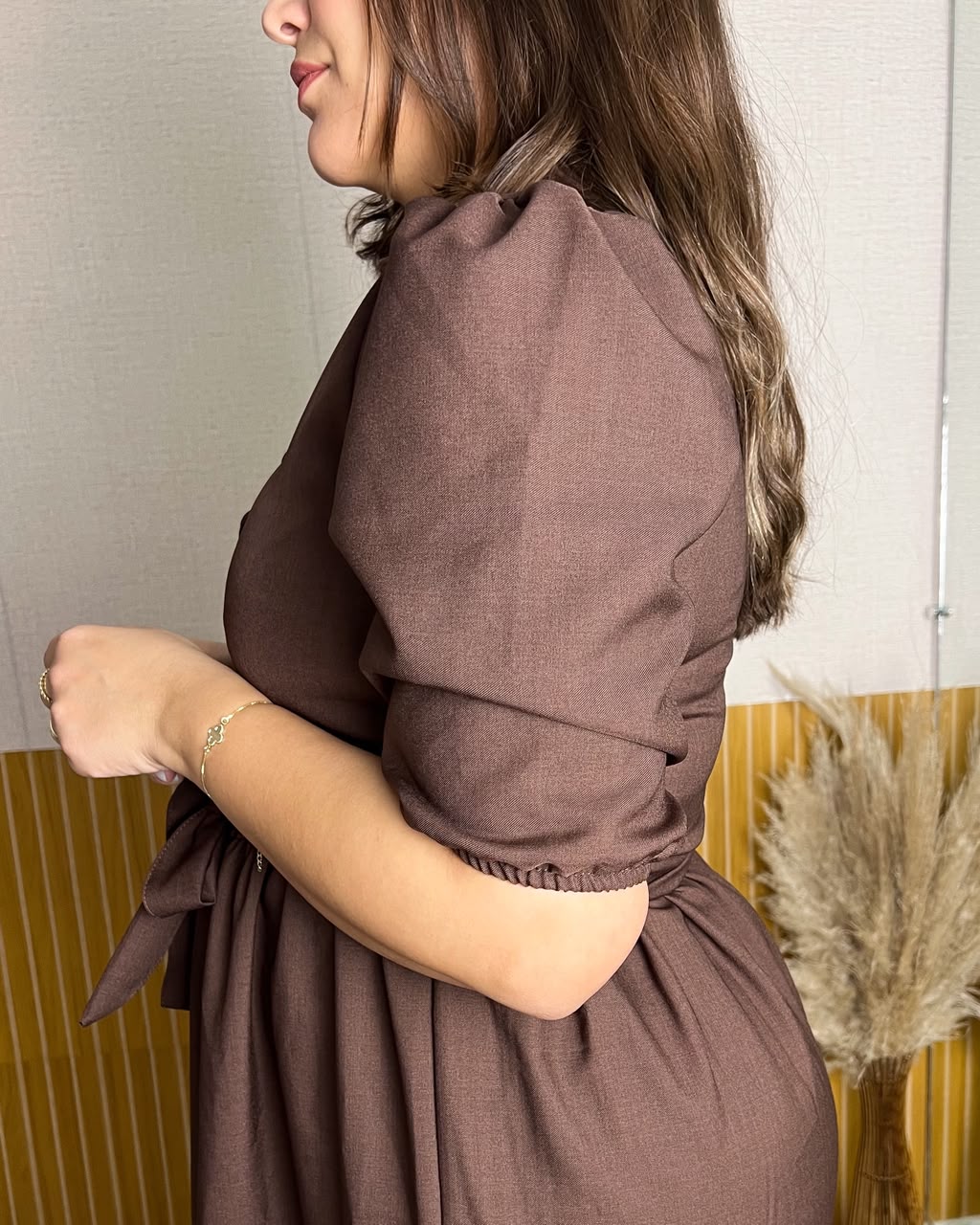 Vestido Longo três Marias Marrom