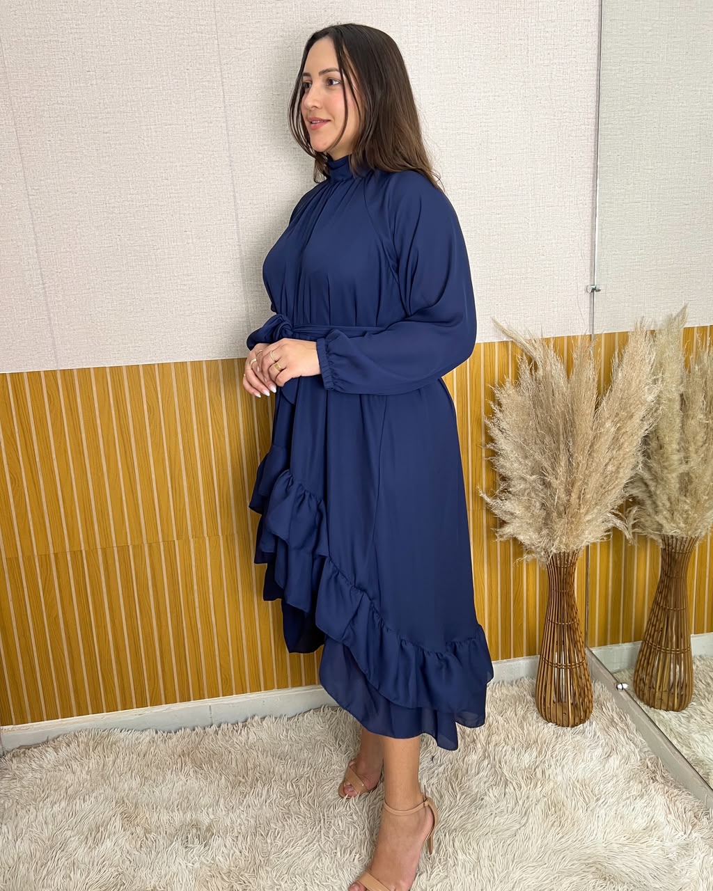 Vestido Mullet Com manga Azul