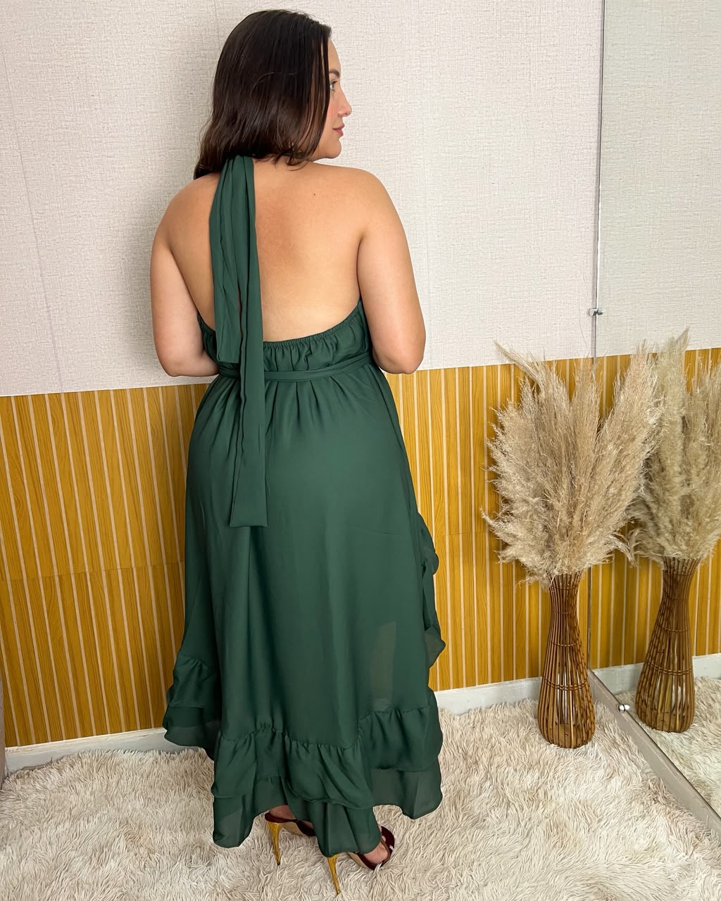 Vestido Mullet Sem manga Verde militar