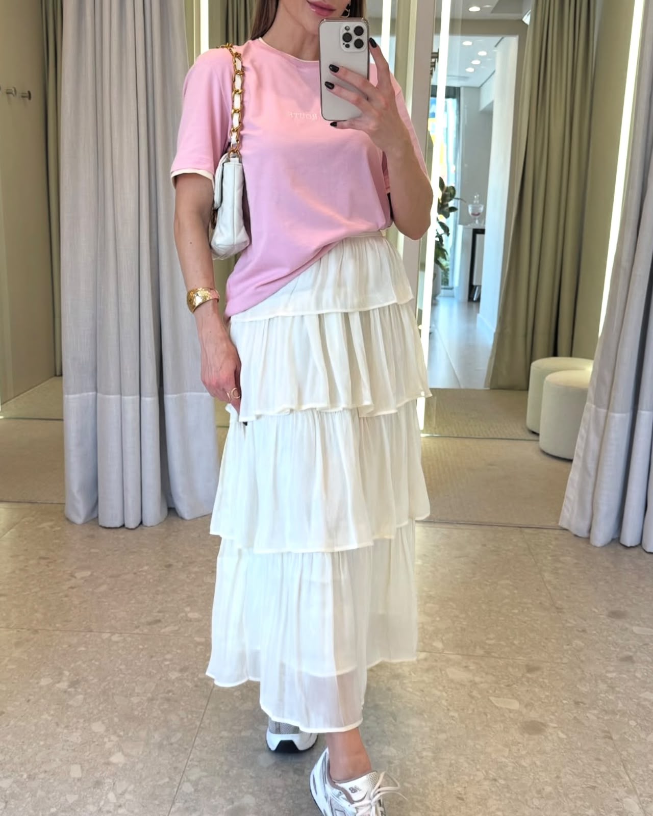 Saia Midi Três Marias Off White