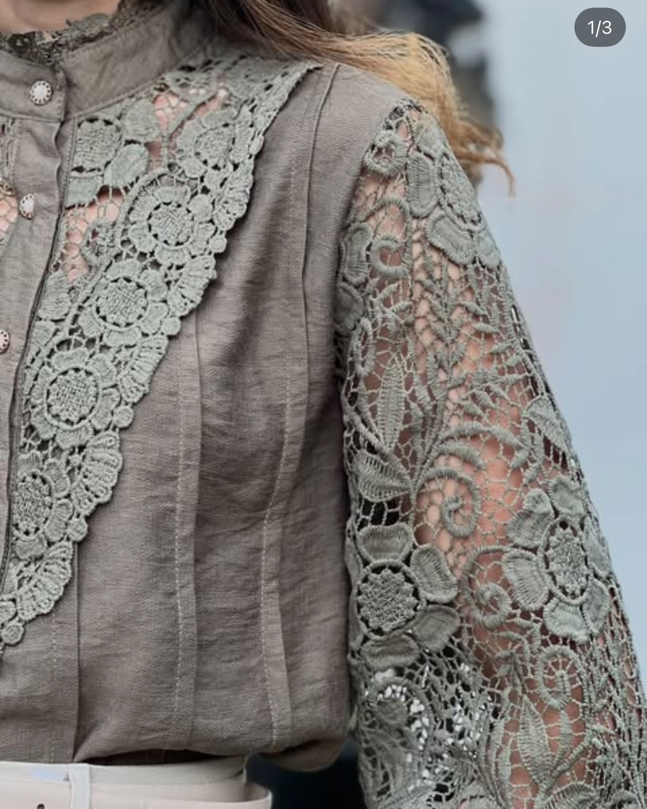 Camisa Luxo com Renda Verde Militar