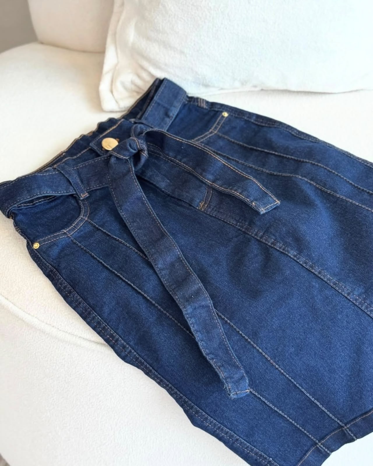 Saia Jeans com Pesponto