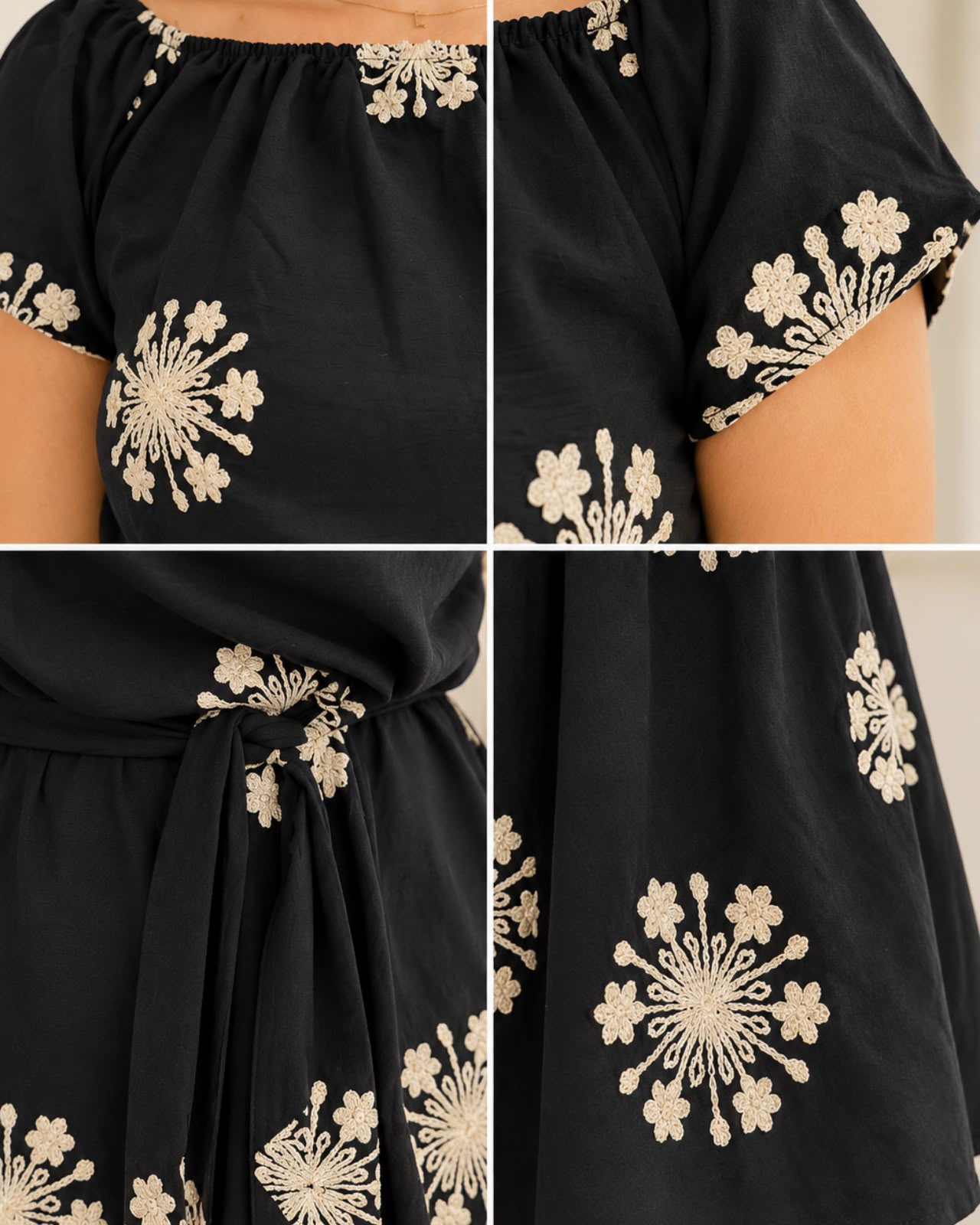 Vestido bordado 4048 preto