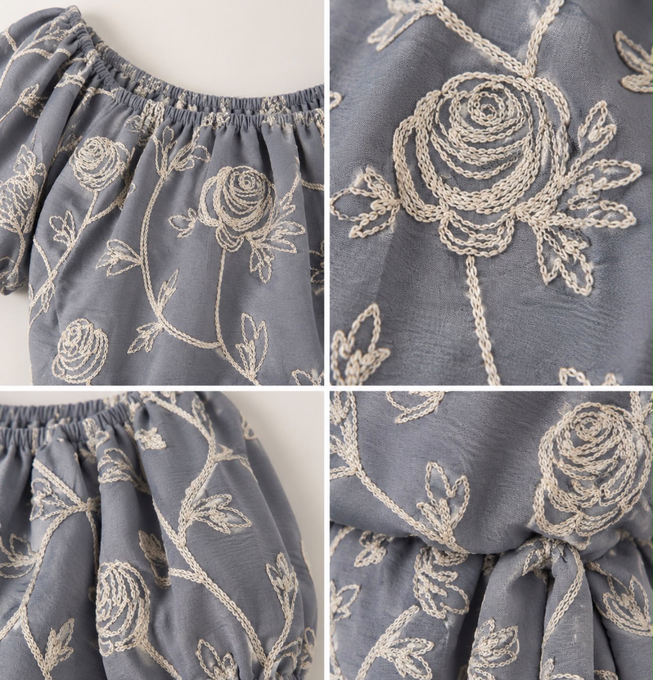 Vestido bordado 4048 cinza