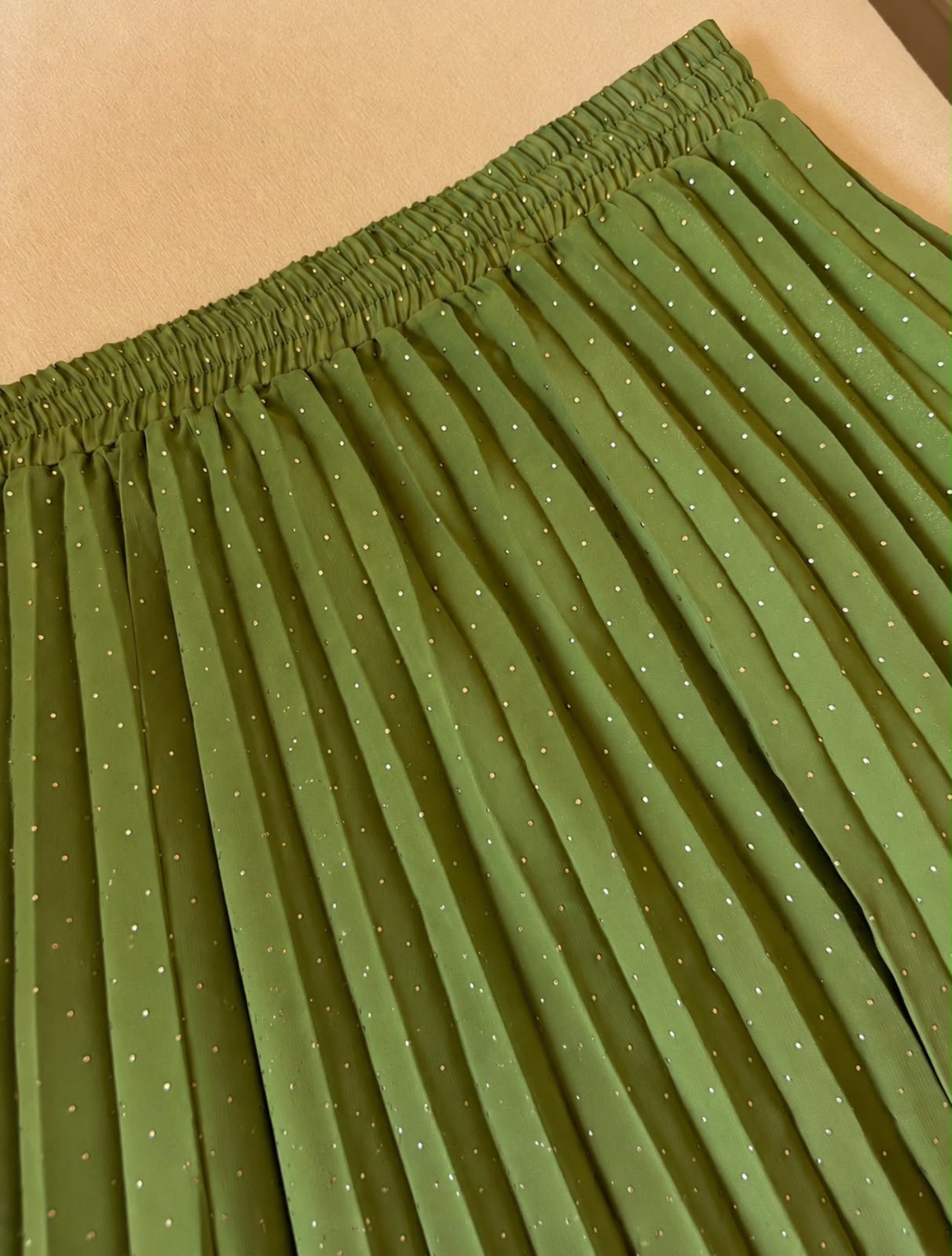 Saia Plissada com Brilho verde