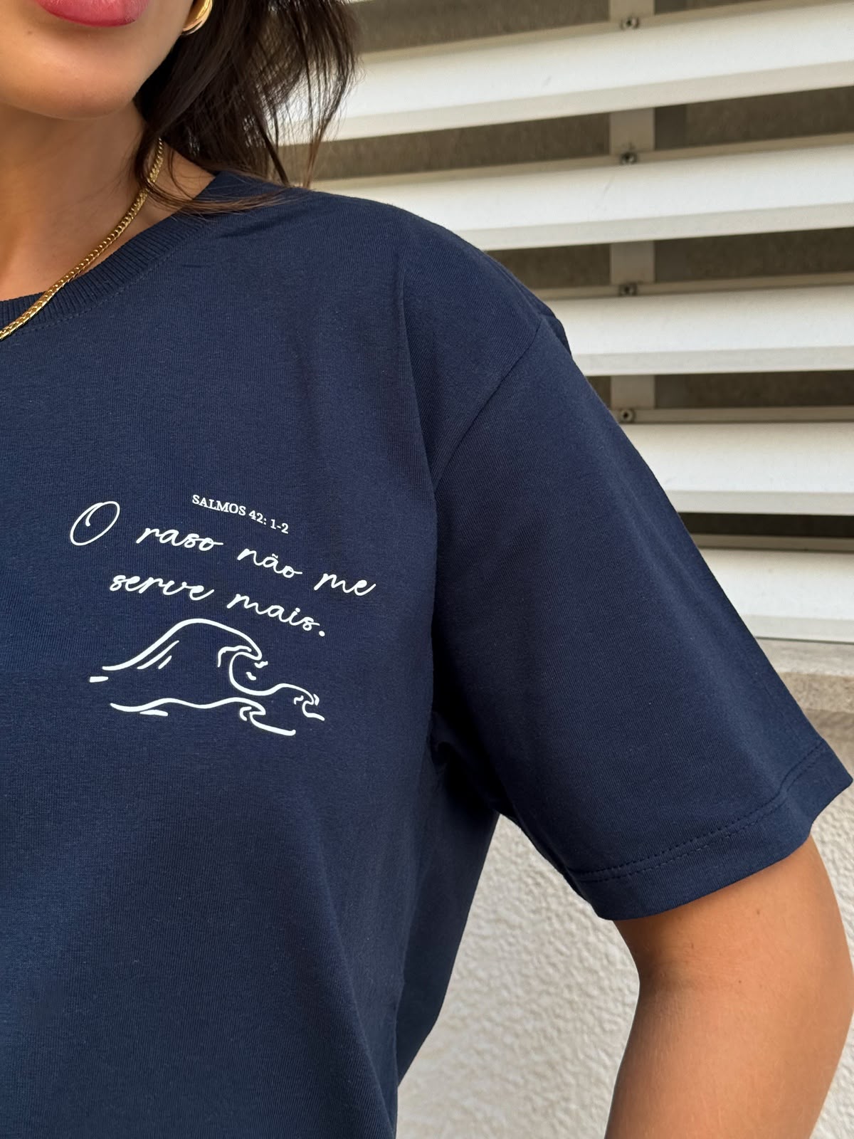 Blusa T-Shirt em 100% Algodão Azul o Raso não me serve