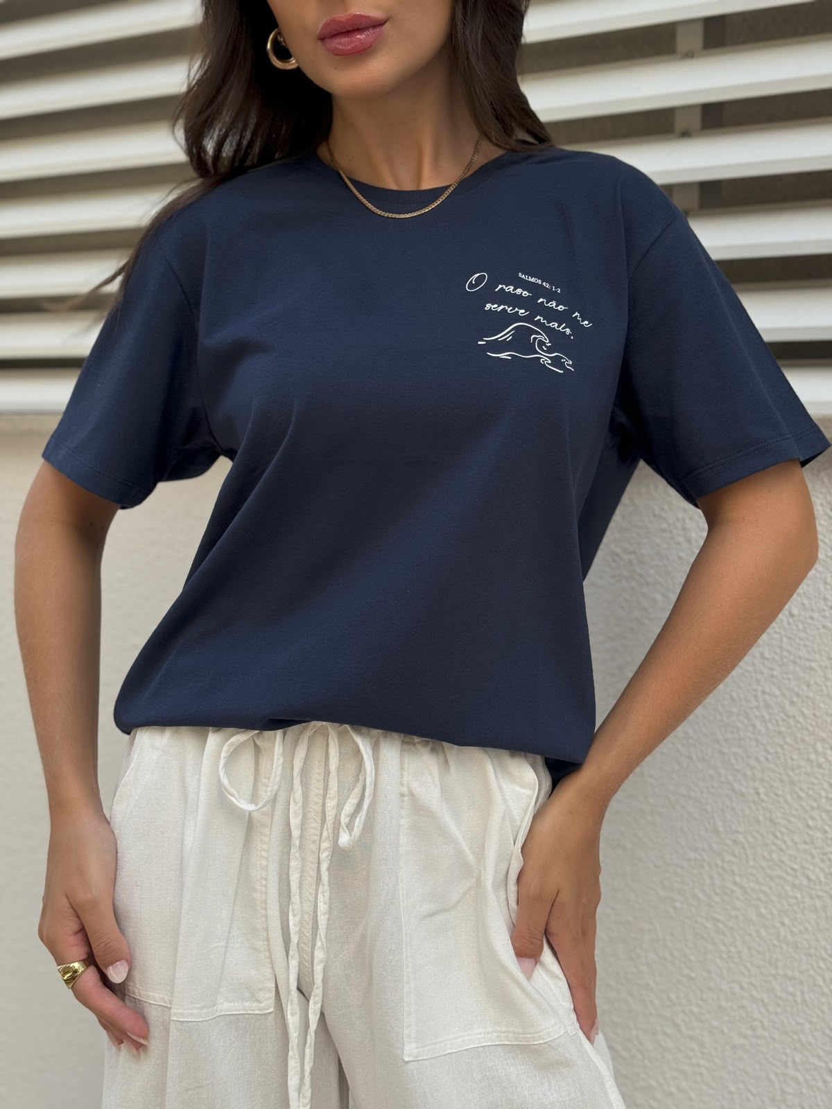 Blusa T-Shirt em 100% Algodão Azul o Raso não me serve