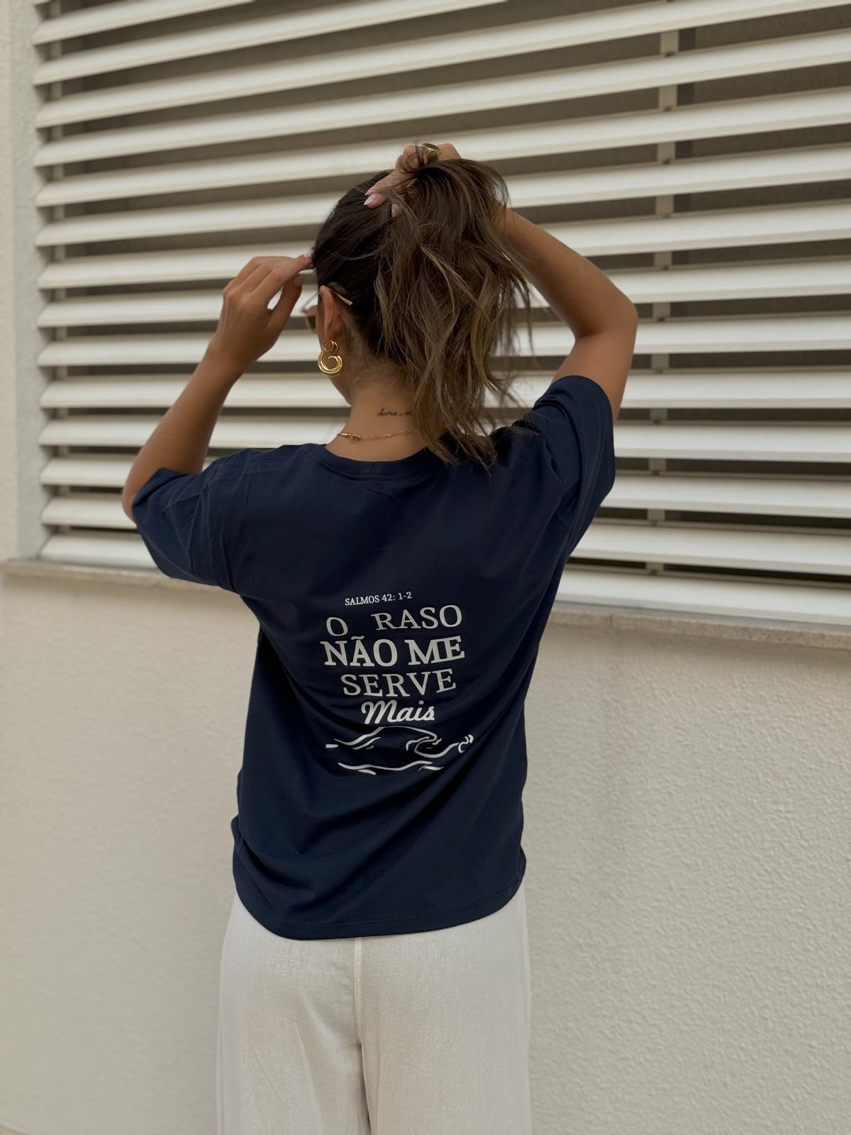 Blusa T-Shirt em 100% Algodão Azul o Raso não me serve