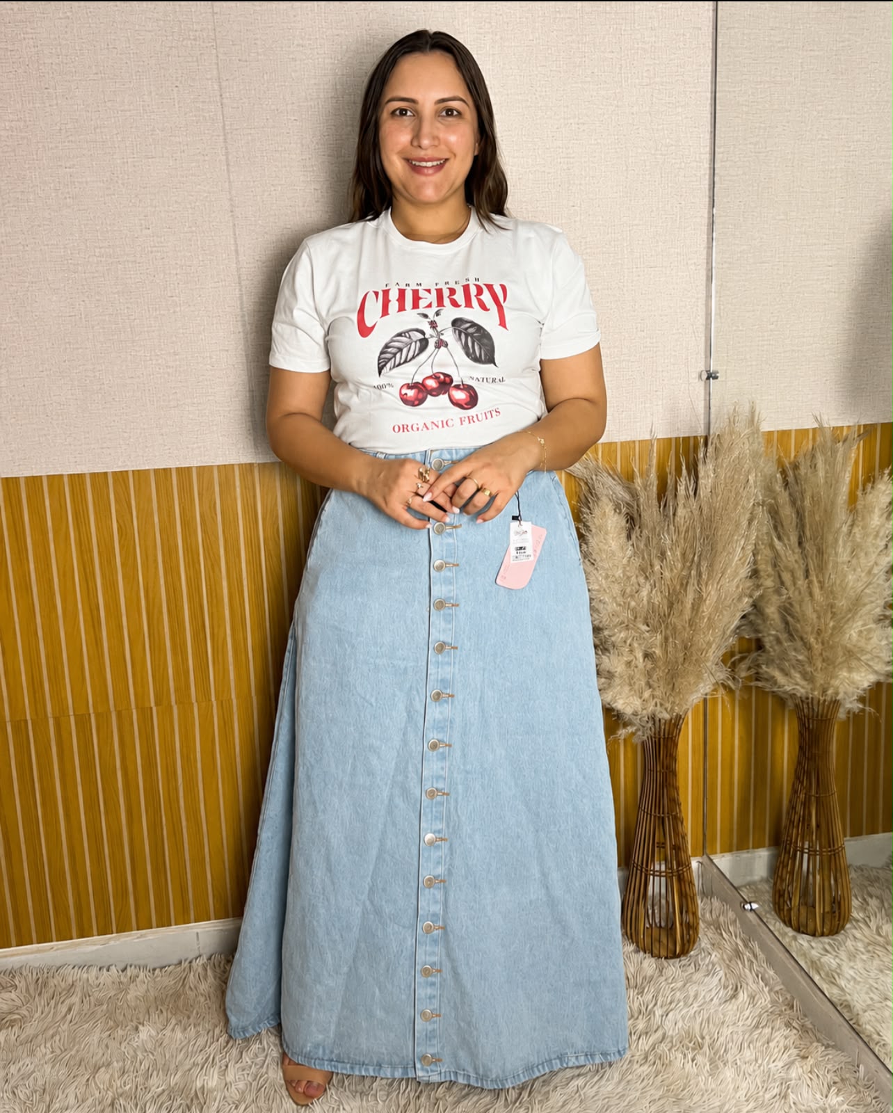 Saia Longa Jeans com botões