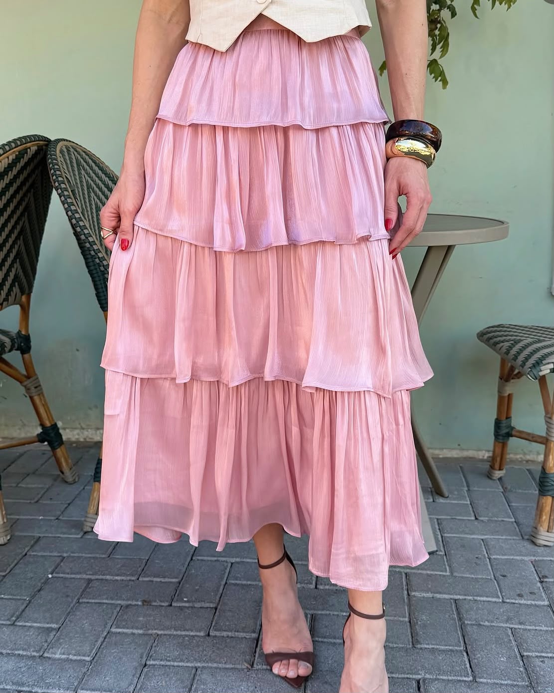 Saia Midi Três Marias Rosa