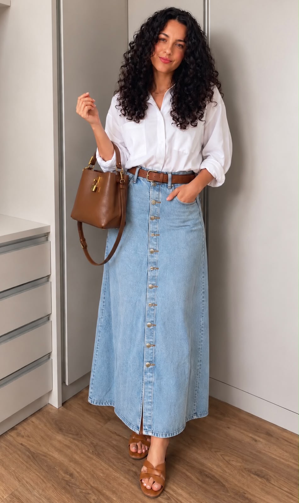 Saia Longa Jeans com botões