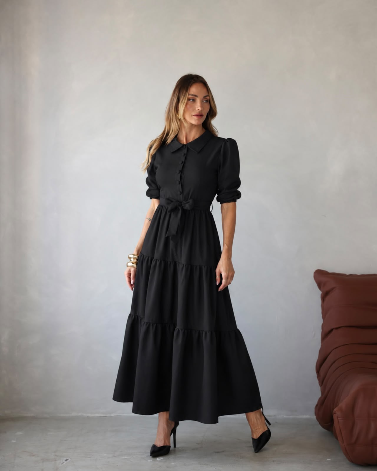 Vestido Longo três Marias Preto
