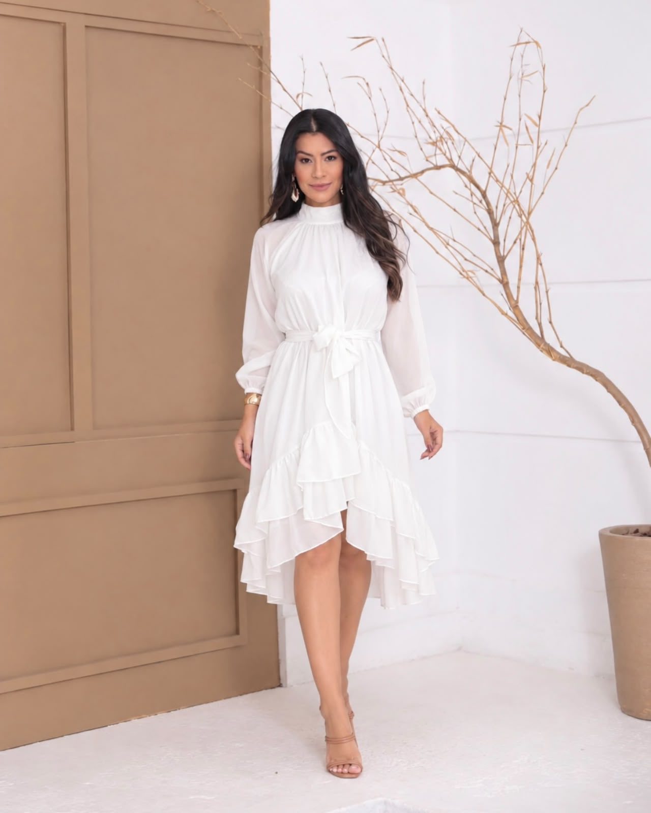 Vestido Mullet Com manga Branco