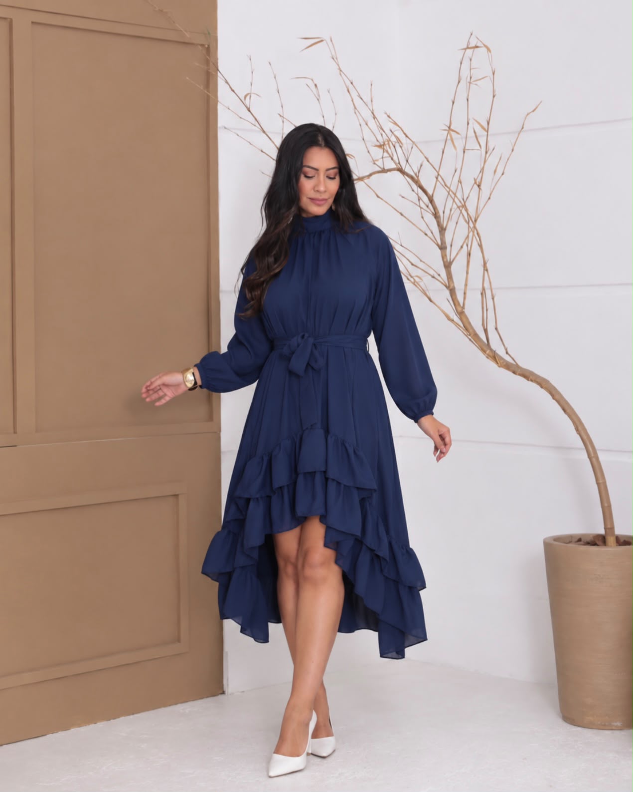 Vestido Mullet Com manga Azul