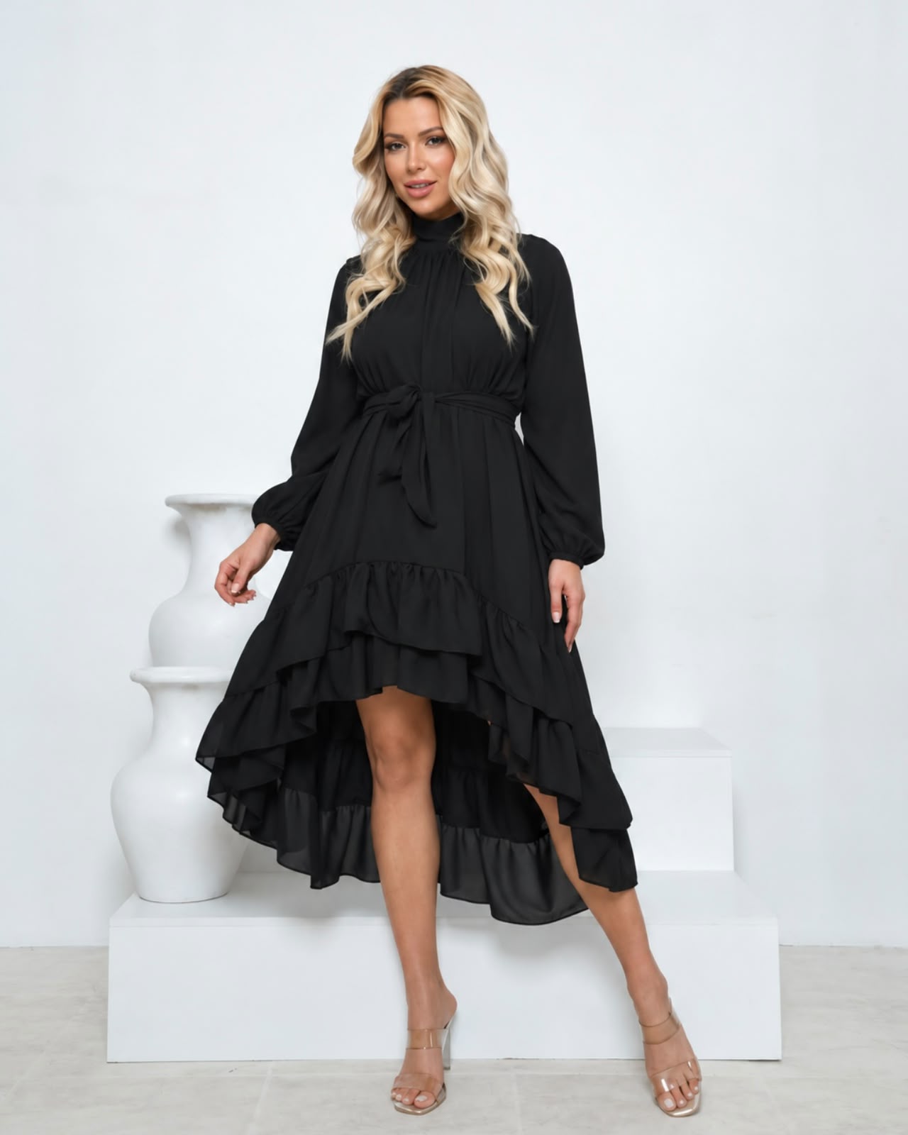 Vestido Mullet Com manga Preto