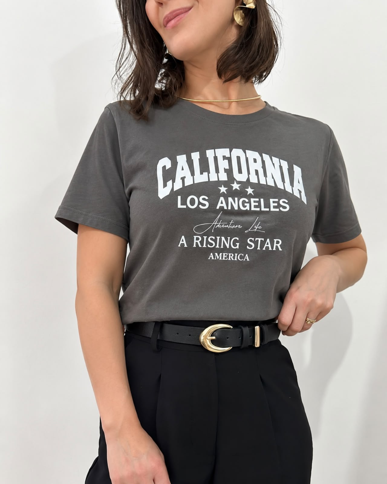 Blusa T-Shirt em 100% Algodão Cinza