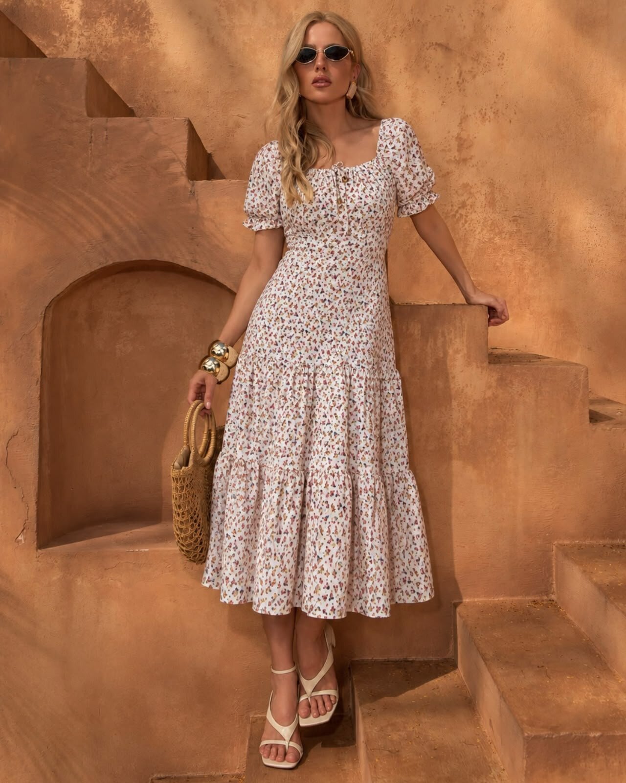 Vestido Três Marias Branco estampado
