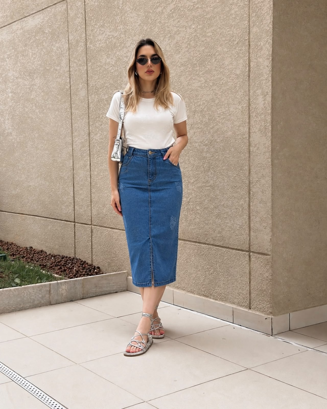 Saia Midi Jeans