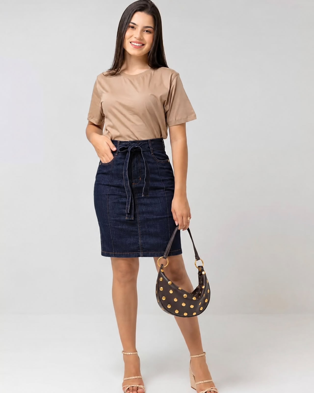 Saia Jeans com Pesponto