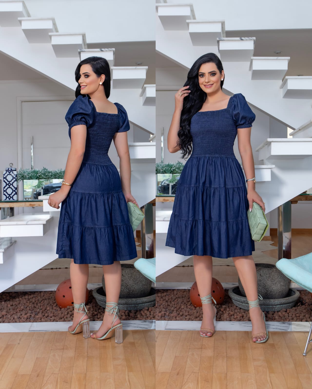 Vestido Jeans Midi Lastex