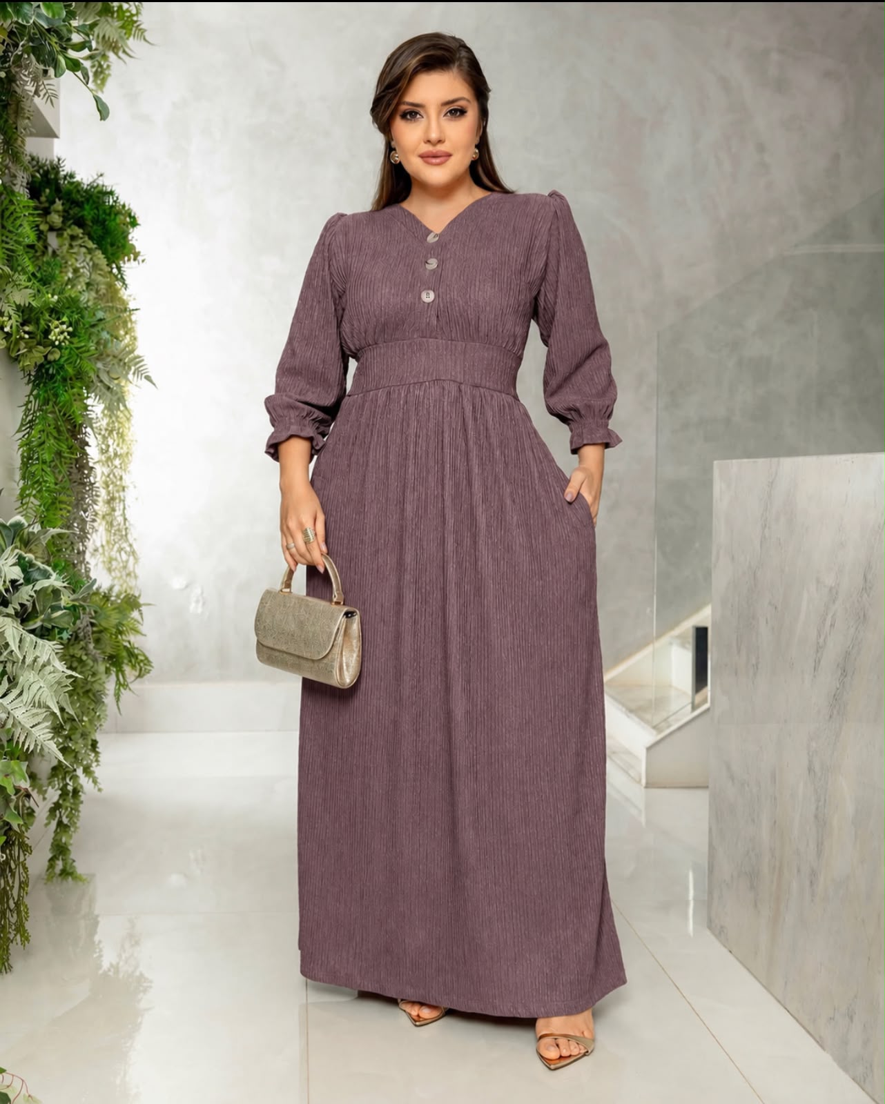 Vestido Longo Texturizado  Roxo claro