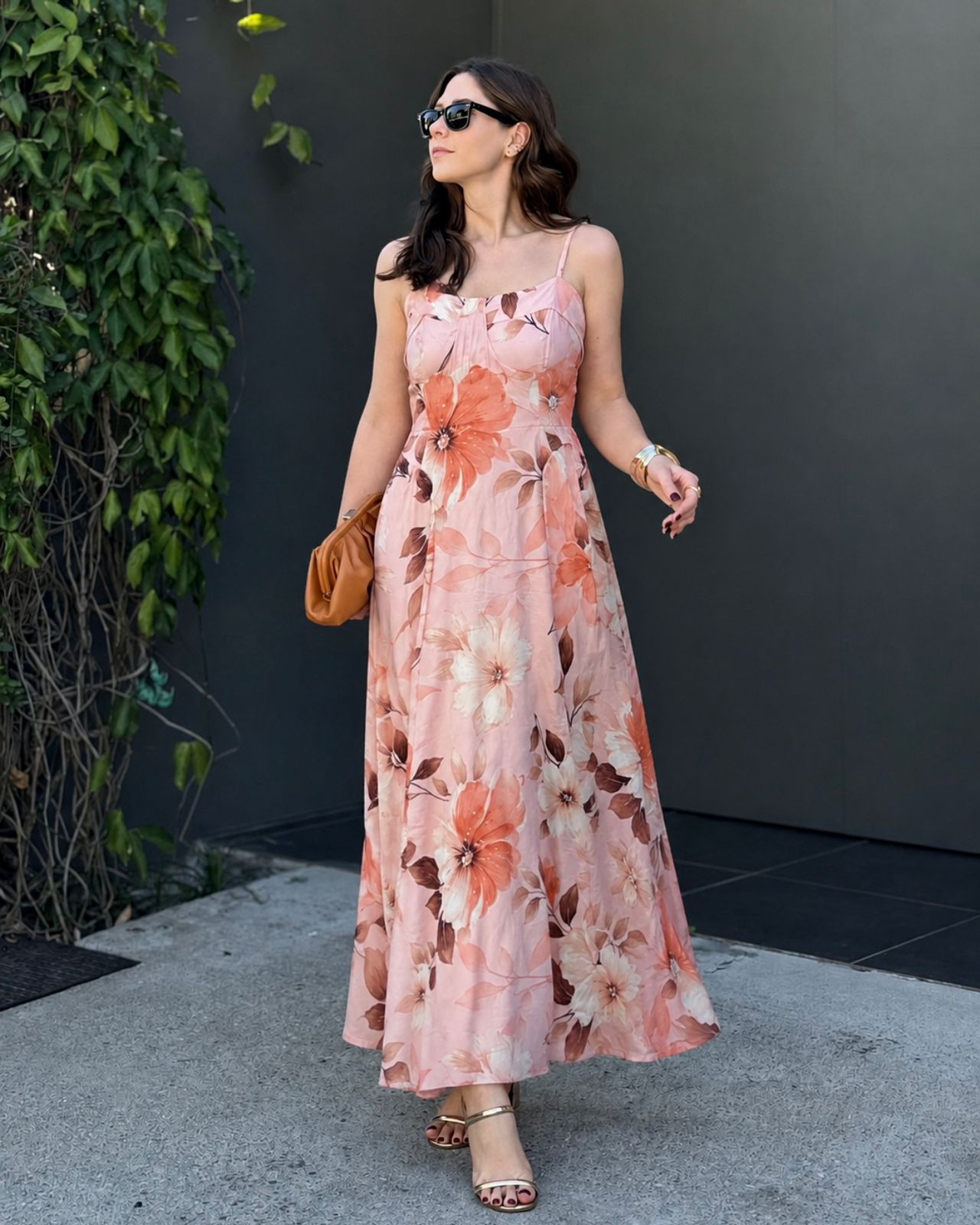 Vestido Longo Estampado Floral Rosa