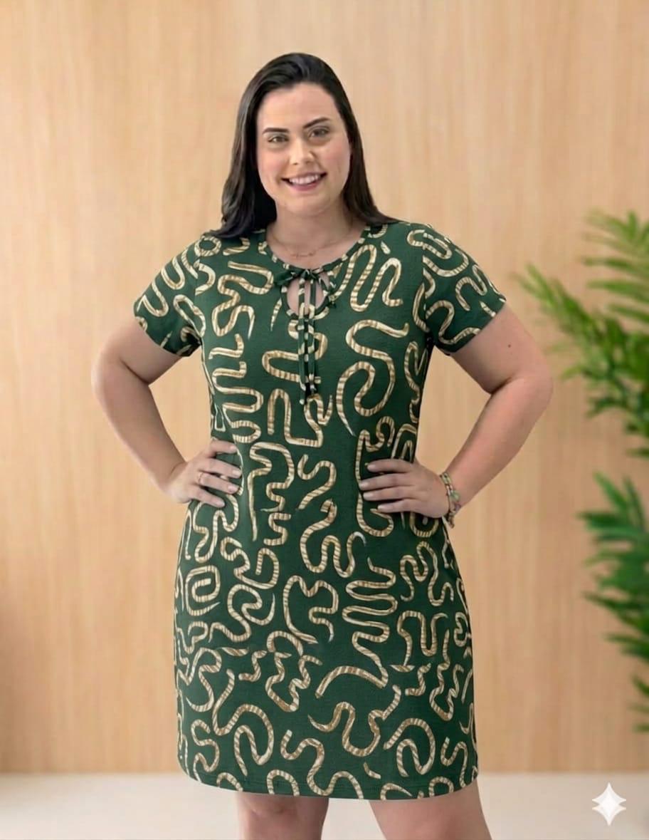 Vestido de Malha estampado Verde