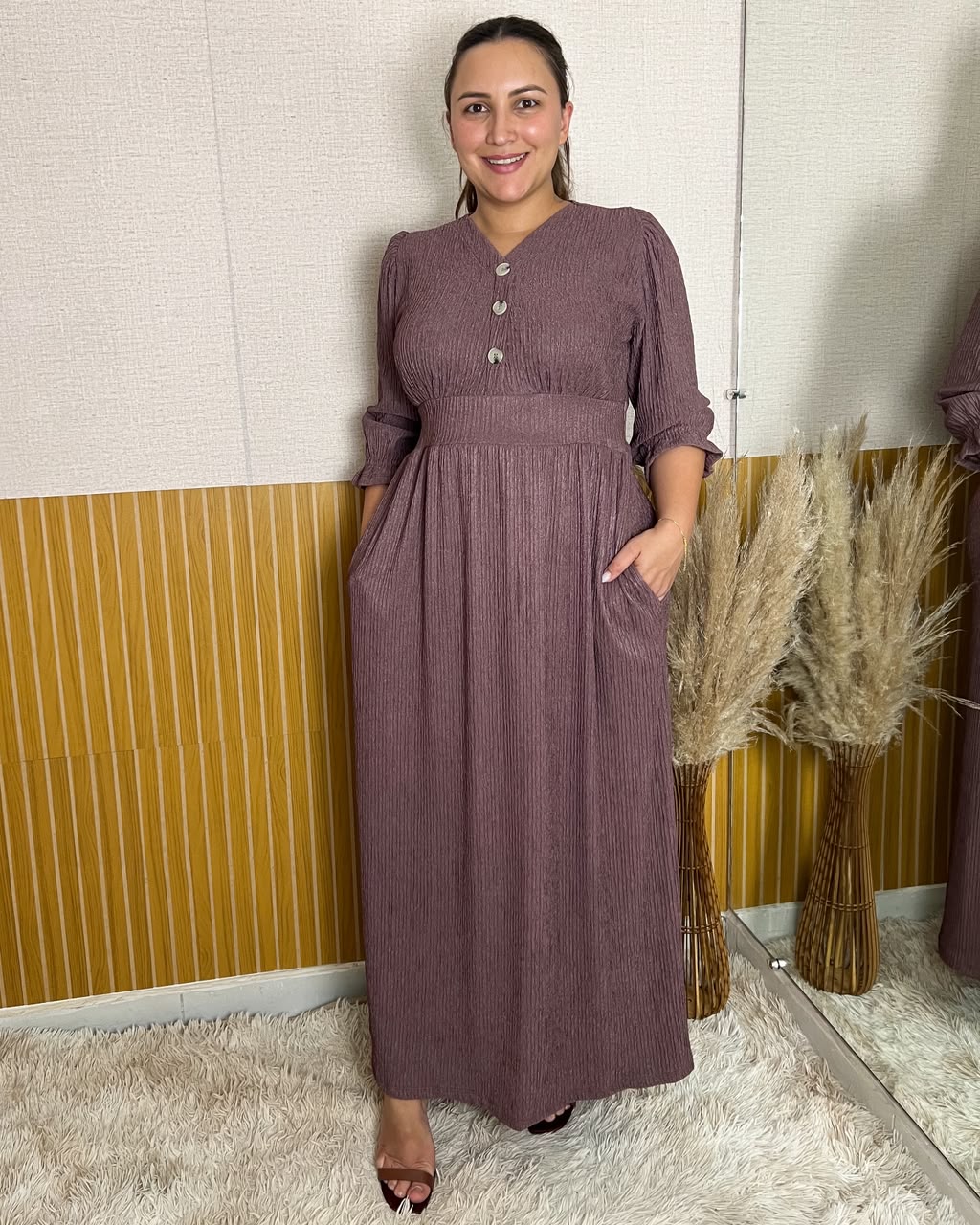 Vestido Longo Texturizado  Roxo claro