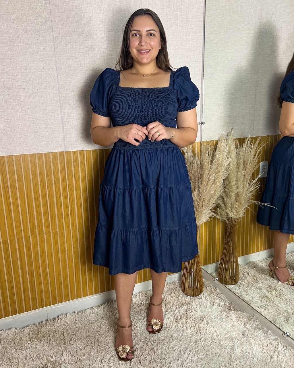 Vestido Midi Jeans Lastex